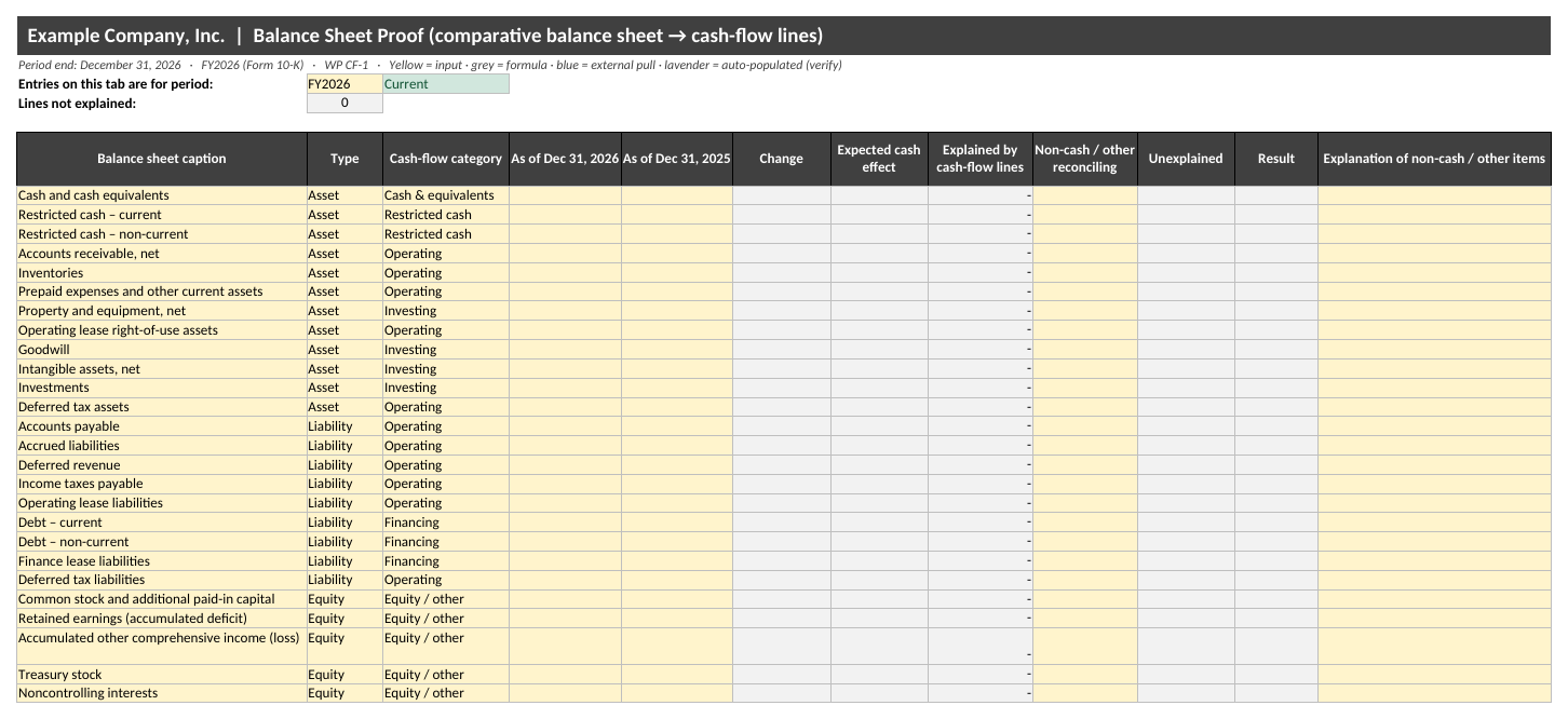 Balance Sheet tab preview